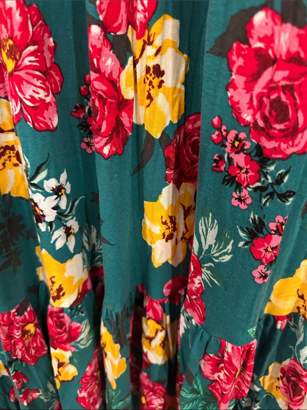 Torrid Teal Floral Spaghetti-Strap Maxi Dress with Pink & Yellow Blooms size 2x - Picture 3 of 3